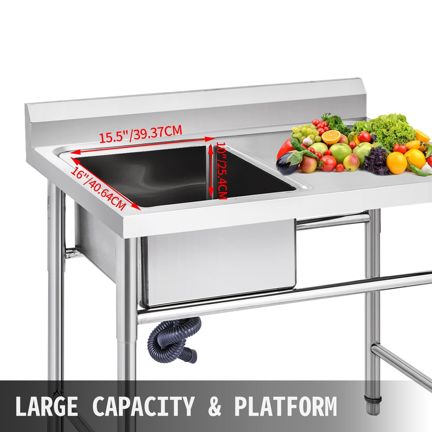 Handmade Sink Non-magnetic Stainless Steel Kitchen Sink Hand Made 1 Compartment 40.6 x 39.4 x 25.4 cm V952-DCBXGSCDYPT000001V0