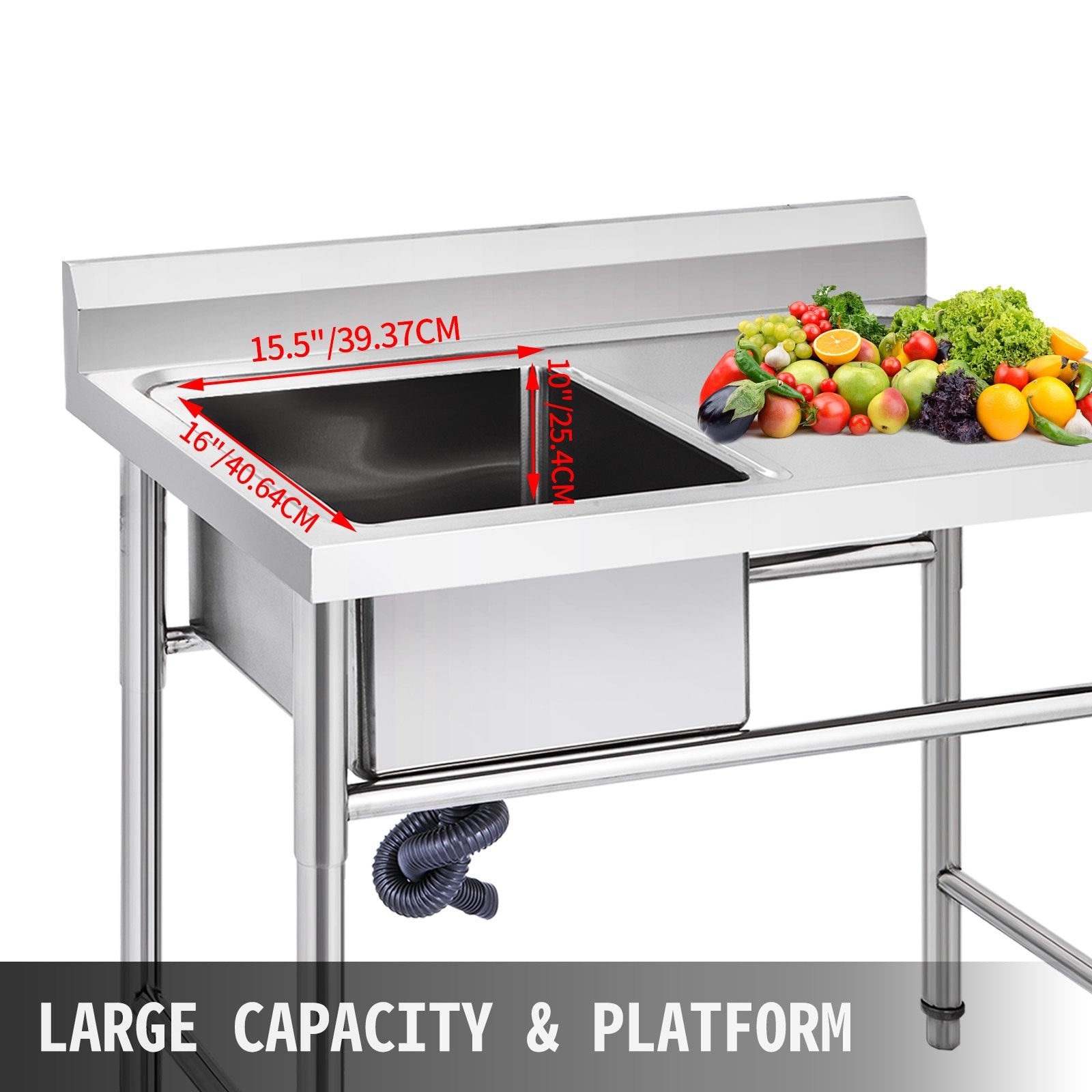 Handmade Sink Non-magnetic Stainless Steel Kitchen Sink Hand Made 1 Compartment 40.6 x 39.4 x 25.4 cm V952-DCBXGSCDYPT000001V0