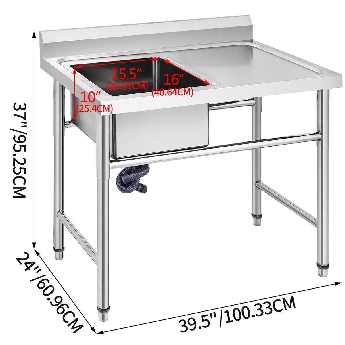 Handmade Sink Non-magnetic Stainless Steel Kitchen Sink Hand Made 1 Compartment 40.6 x 39.4 x 25.4 cm V952-DCBXGSCDYPT000001V0