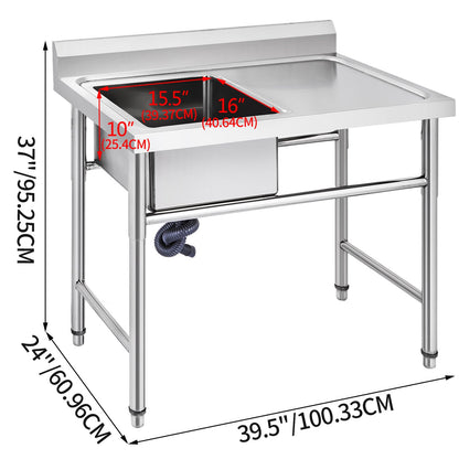 Handmade Sink Non-magnetic Stainless Steel Kitchen Sink Hand Made 1 Compartment 40.6 x 39.4 x 25.4 cm V952-DCBXGSCDYPT000001V0