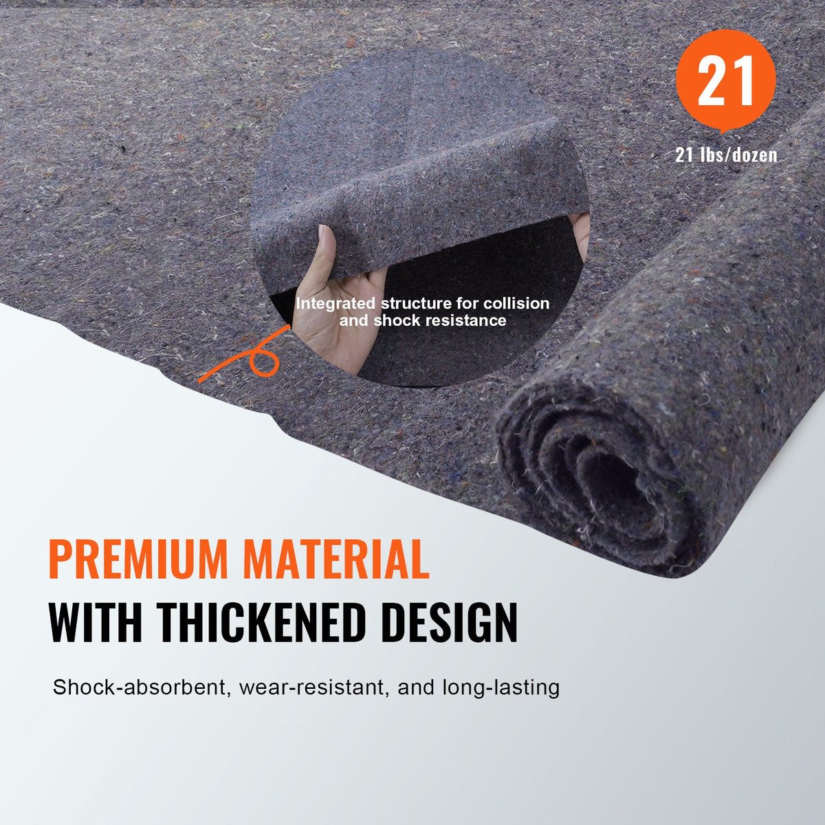 Moving Blankets, 72" x 54", 21 lbs/dz Weight, 24 Packs, Professional Recycled Cotton Packing Blanket, Large V952-DCBYT72X54INIXGUYV0