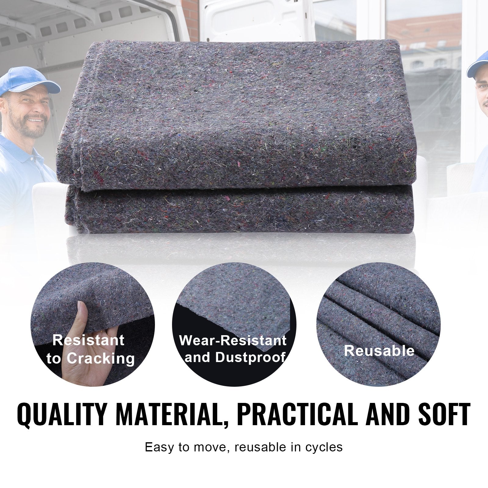 Moving Blankets, 1829 x 1372 mm, 12 kg/dz Weight, 12 Pack, Professional Recycled Cotton Packing Blanket, V952-DCBYT72X54INR64KOV0