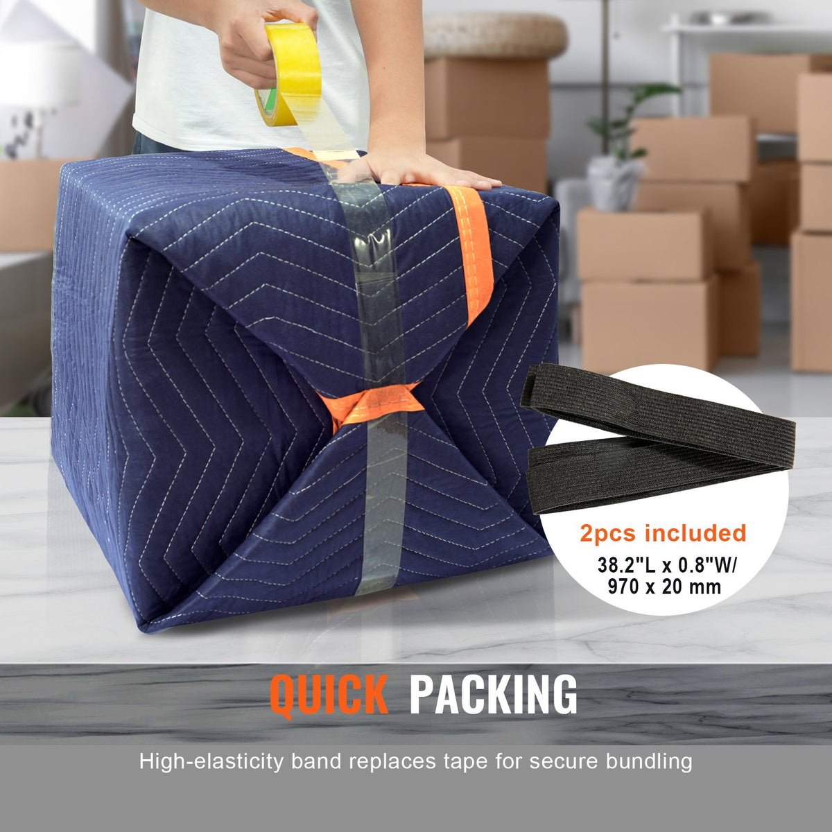 Moving Blankets, 2032 x 1829 mm, 15.6 kg/dz, 12 Packs, Professional Non-Woven & Recycled Cotton Packing V952-DCBYT80X72INUDL28V0