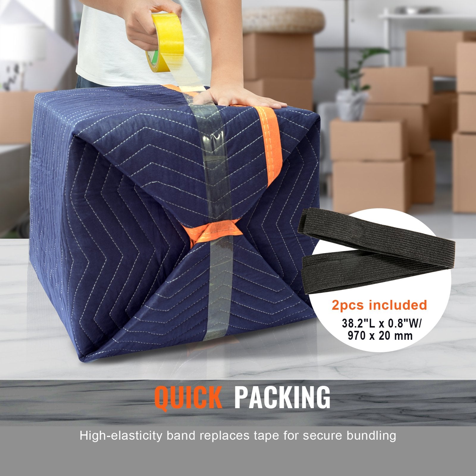 Moving Blankets, 2032 x 1829 mm, 15.6 kg/dz, 12 Packs, Professional Non-Woven & Recycled Cotton Packing V952-DCBYT80X72INUDL28V0