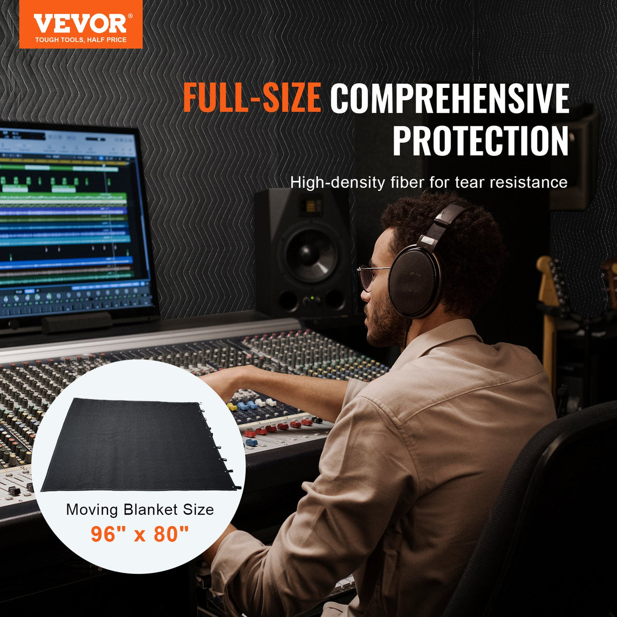 Sound Dampening Blanket, 2438 x 2032 mm Extra Large Studio Grommeted Soundproof Blanket with Grommets, Light V952-DCBYT96X80INMZ6ETV0