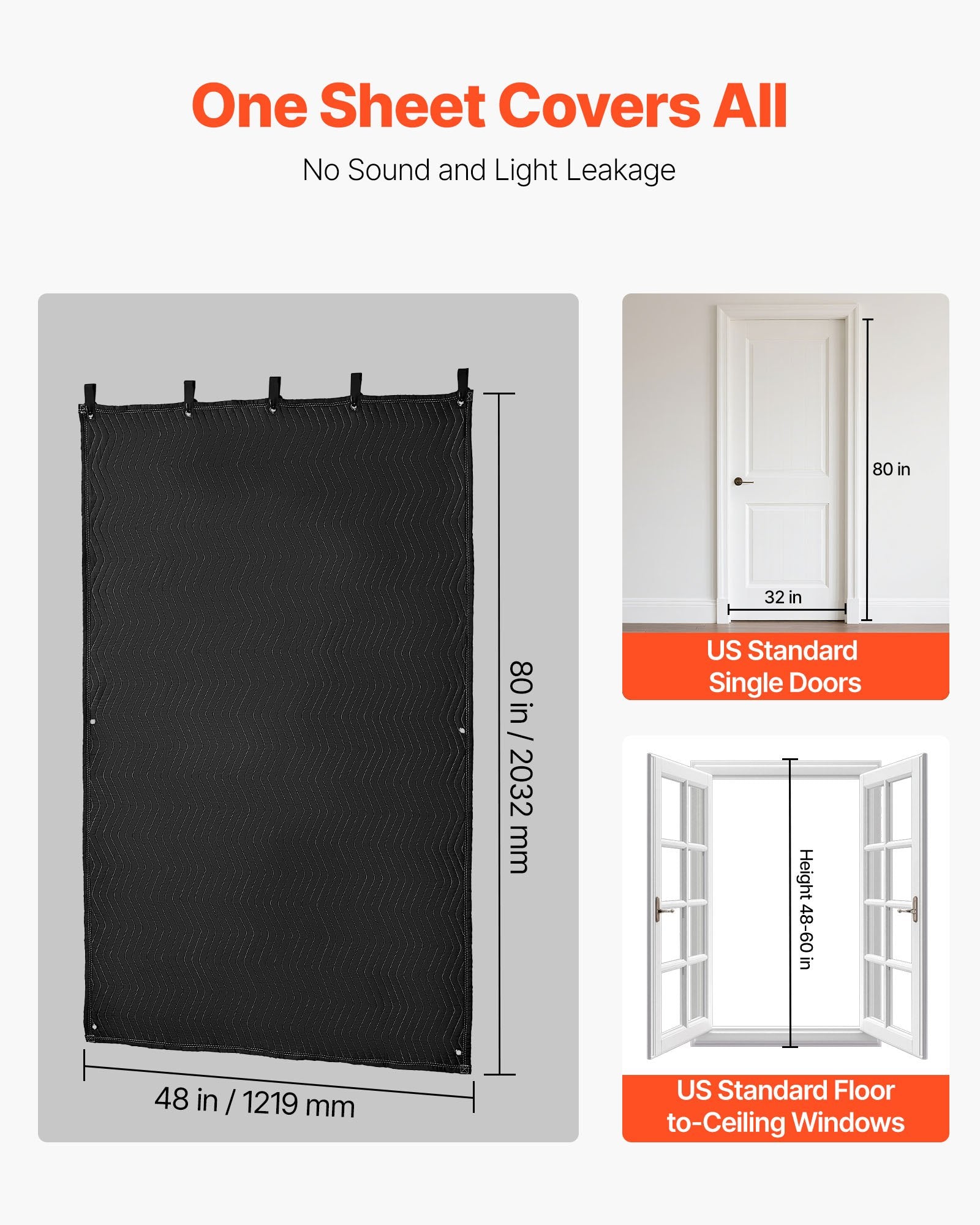 Sound Dampening Blankets, Soundproof Curtains with 2032 x 1219 mm, Soundproof Blanket with Grommets, Studio V952-DCBYTL96W48I9SVVT001V0