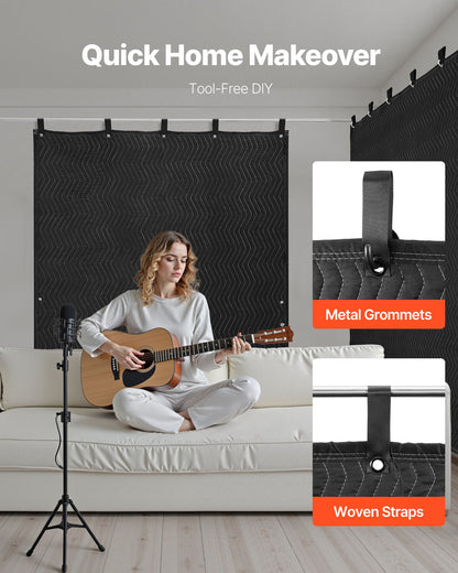 Sound Dampening Blankets, Soundproof Curtains with 2032 x 1219 mm, Soundproof Blanket with Grommets, Studio V952-DCBYTL96W48I9SVVT001V0