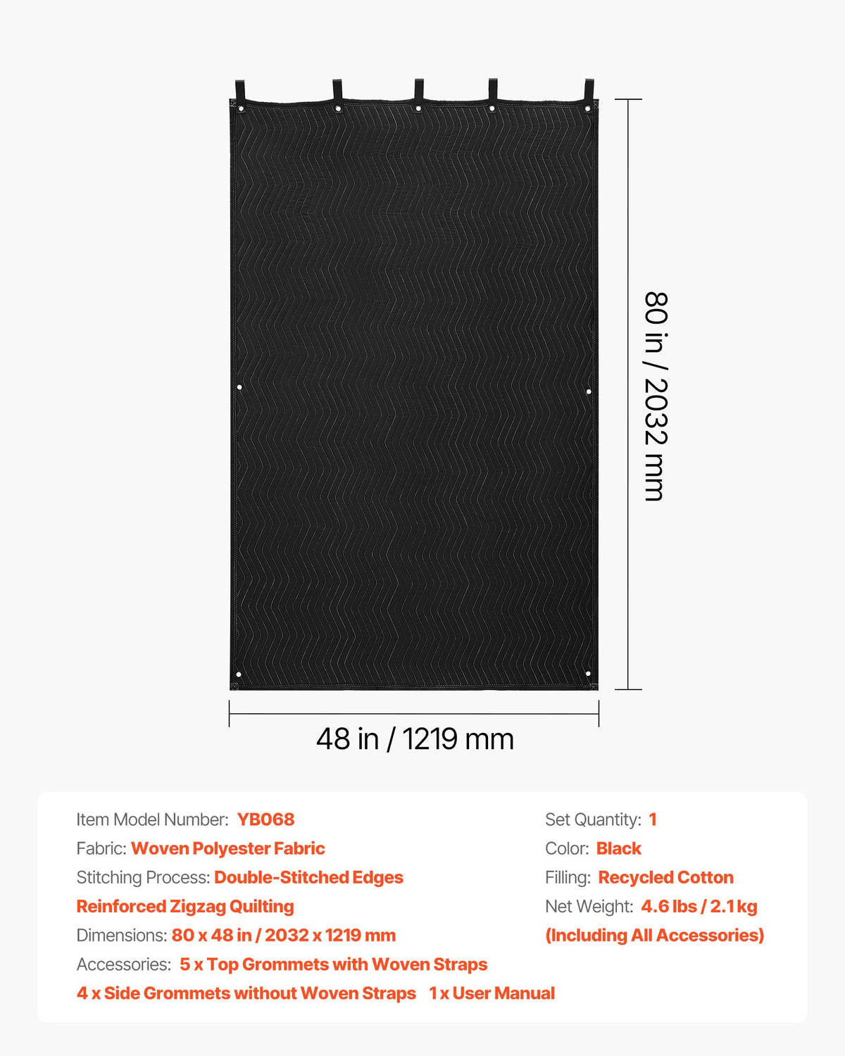 Sound Dampening Blankets, Soundproof Curtains with 2032 x 1219 mm, Soundproof Blanket with Grommets, Studio V952-DCBYTL96W48I9SVVT001V0