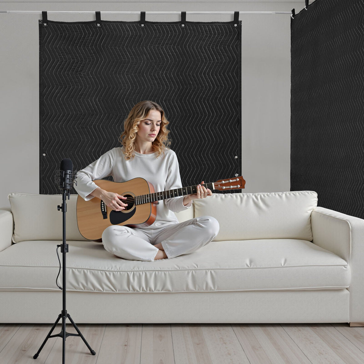 Sound Dampening Blankets, Soundproof Curtains with 2032 x 1219 mm, Soundproof Blanket with Grommets, Studio V952-DCBYTL96W48I9SVVT001V0