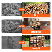 Firewood Log Cart Wood Mover Hauler 250 lbs Capacity on PU Wheels Dolly V952-DCCH43XH27XWHHAHJV0