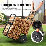 Firewood Log Cart Wood Mover Hauler 250 lbs Capacity on PU Wheels Dolly V952-DCCH43XH27XWHHAHJV0