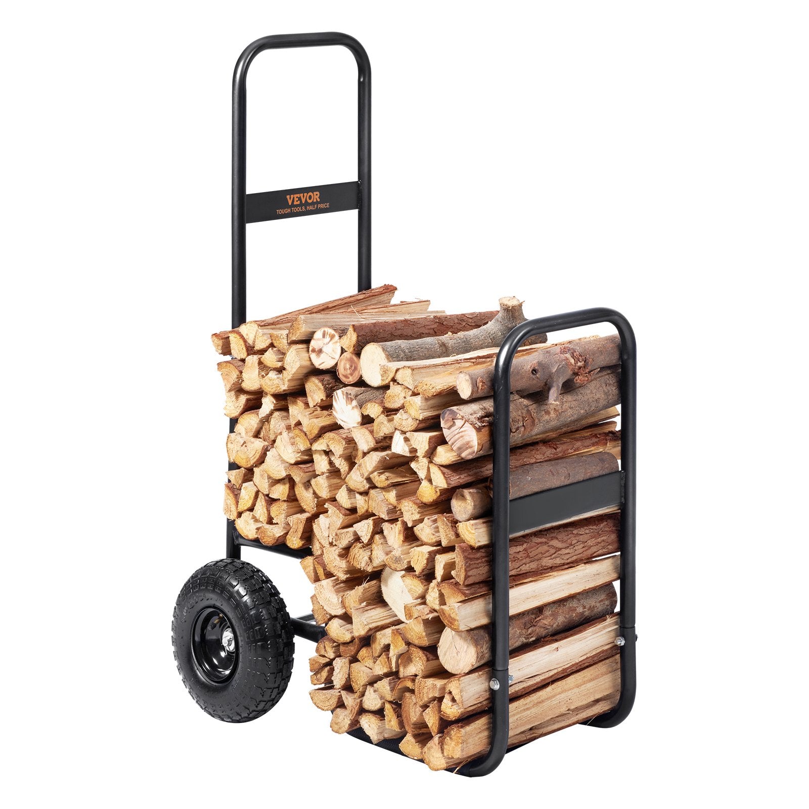 Firewood Log Cart, 113 kg Load Capacity, Outdoor and Indoor Wood Rack Storage Mover with Pneumatic Rubber V952-DCCH43XH27XWYTWGDV0