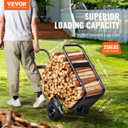 Firewood Log Cart, 113 kg Load Capacity, Outdoor and Indoor Wood Rack Storage Mover with Pneumatic Rubber V952-DCCH43XH27XWYTWGDV0