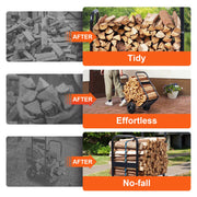 Firewood Log Cart, 113 kg Load Capacity, Outdoor and Indoor Wood Rack Storage Mover with Pneumatic Rubber V952-DCCH43XH27XWYTWGDV0