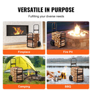 Firewood Log Cart, 113 kg Load Capacity, Outdoor and Indoor Wood Rack Storage Mover with Pneumatic Rubber V952-DCCH43XH27XWYTWGDV0