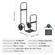 Firewood Log Cart, 113 kg Load Capacity, Outdoor and Indoor Wood Rack Storage Mover with Pneumatic Rubber V952-DCCH43XH27XWYTWGDV0