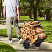 Firewood Log Cart, 113 kg Load Capacity, Outdoor and Indoor Wood Rack Storage Mover with Pneumatic Rubber V952-DCCH43XH27XWYTWGDV0