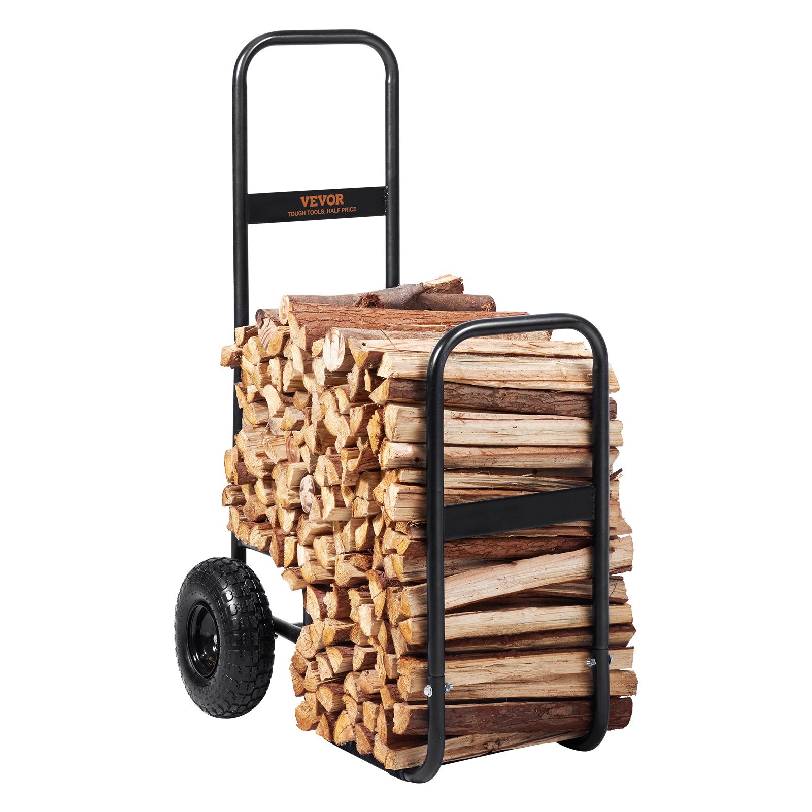 Firewood Log Cart, 113 kg Load Capacity, Outdoor and Indoor Wood Rack Storage Mover with Pneumatic Rubber V952-DCCH43XH27XWYTWGDV0