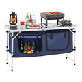 Camping Kitchen Table, Folding Outdoor Cooking Table, 3 Adjustable Height, Aluminum Lightweight Portable Cook V952-DCCWJKLSLSBY357B3V0