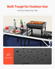 Camping Kitchen Table, Folding Outdoor Cooking Table, 3 Adjustable Height, Aluminum Lightweight Portable Cook V952-DCCWJKLSLSBY357B3V0
