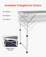 Camping Kitchen Table, Folding Outdoor Cooking Table, 3 Adjustable Height, Aluminum Lightweight Portable Cook V952-DCCWJKLSLSBY357B3V0