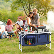 Camping Kitchen Table, Folding Outdoor Cooking Table, 3 Adjustable Height, Aluminum Lightweight Portable Cook V952-DCCWJKLSLSBY357B3V0
