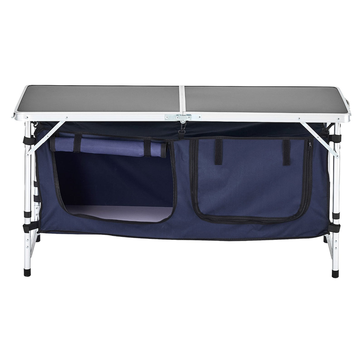 Camping Kitchen Table, Folding Outdoor Cooking Table, 3 Adjustable Height, Aluminum Lightweight Portable Cook V952-DCCWJKLSLSBY357B3V0