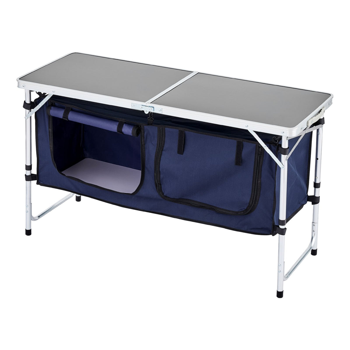 Camping Kitchen Table, Folding Outdoor Cooking Table, 3 Adjustable Height, Aluminum Lightweight Portable Cook V952-DCCWJKLSLSBY357B3V0