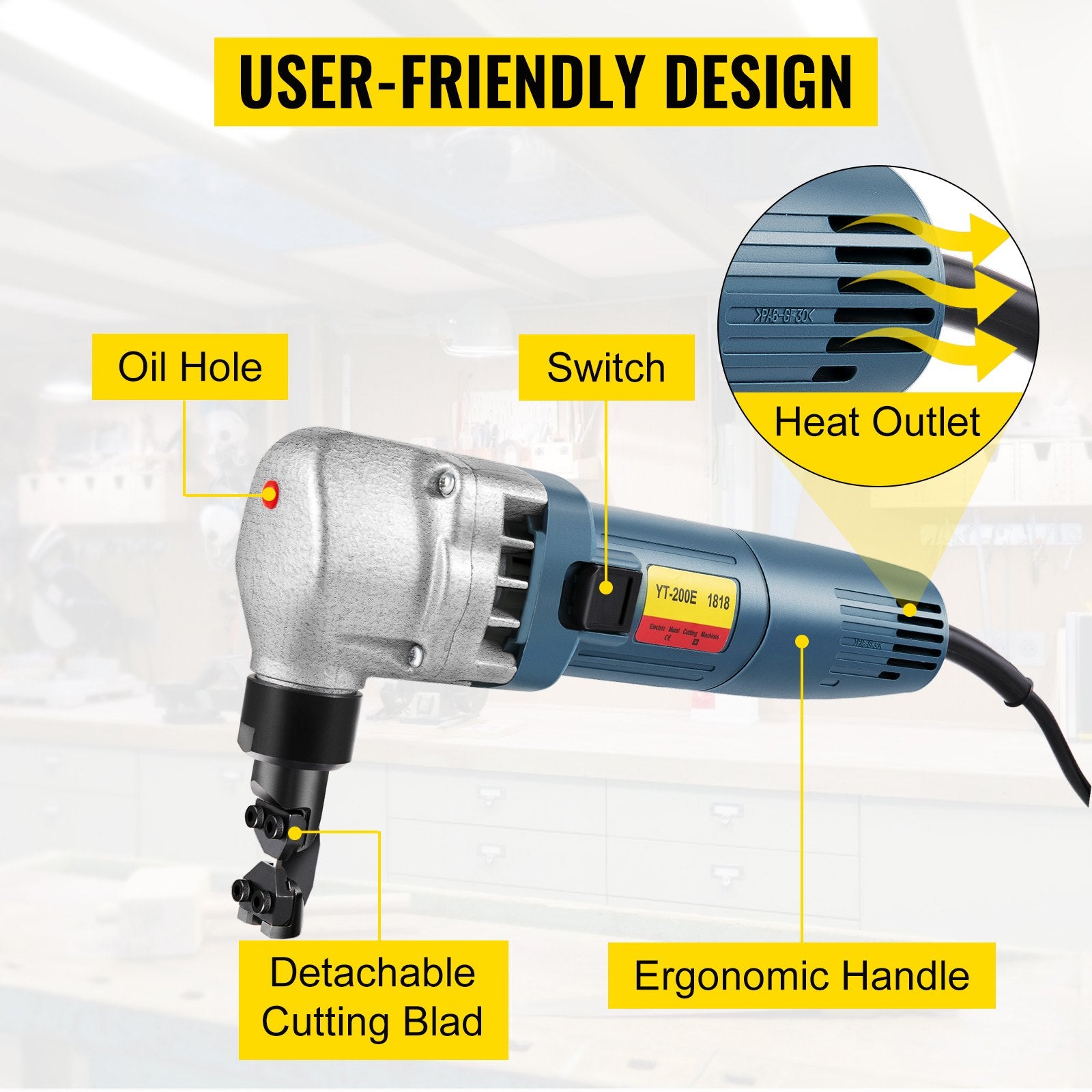 Electric Nibbler 1.8mm Heavy Duty Metal Sheet Cutter Stainless Steel 380W V952-DCJA1.8MM220VHMS1V3