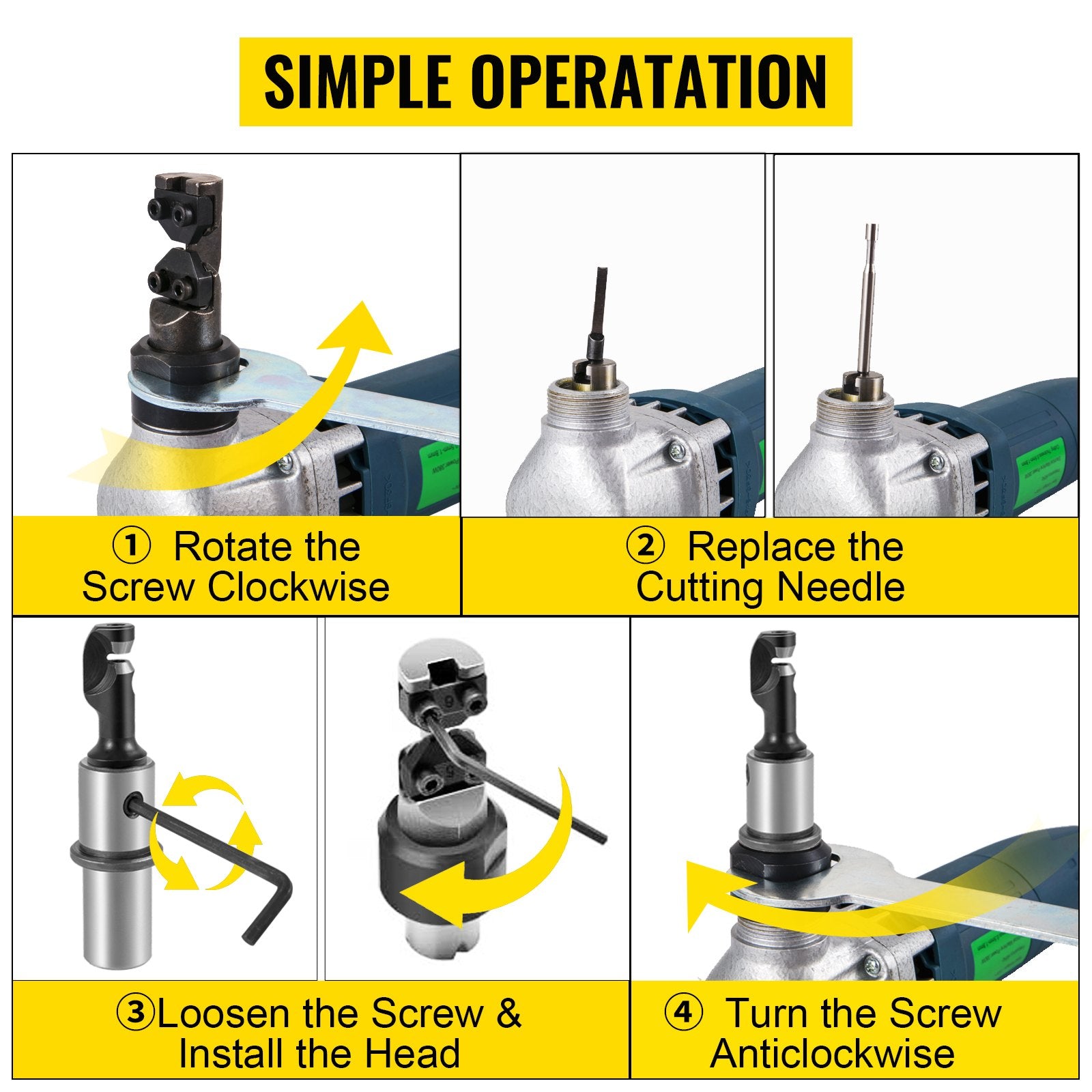 Electric Nibbler 1.8mm Heavy Duty Metal Sheet Cutter Stainless Steel 380W V952-DCJA1.8MM220VHMS1V3