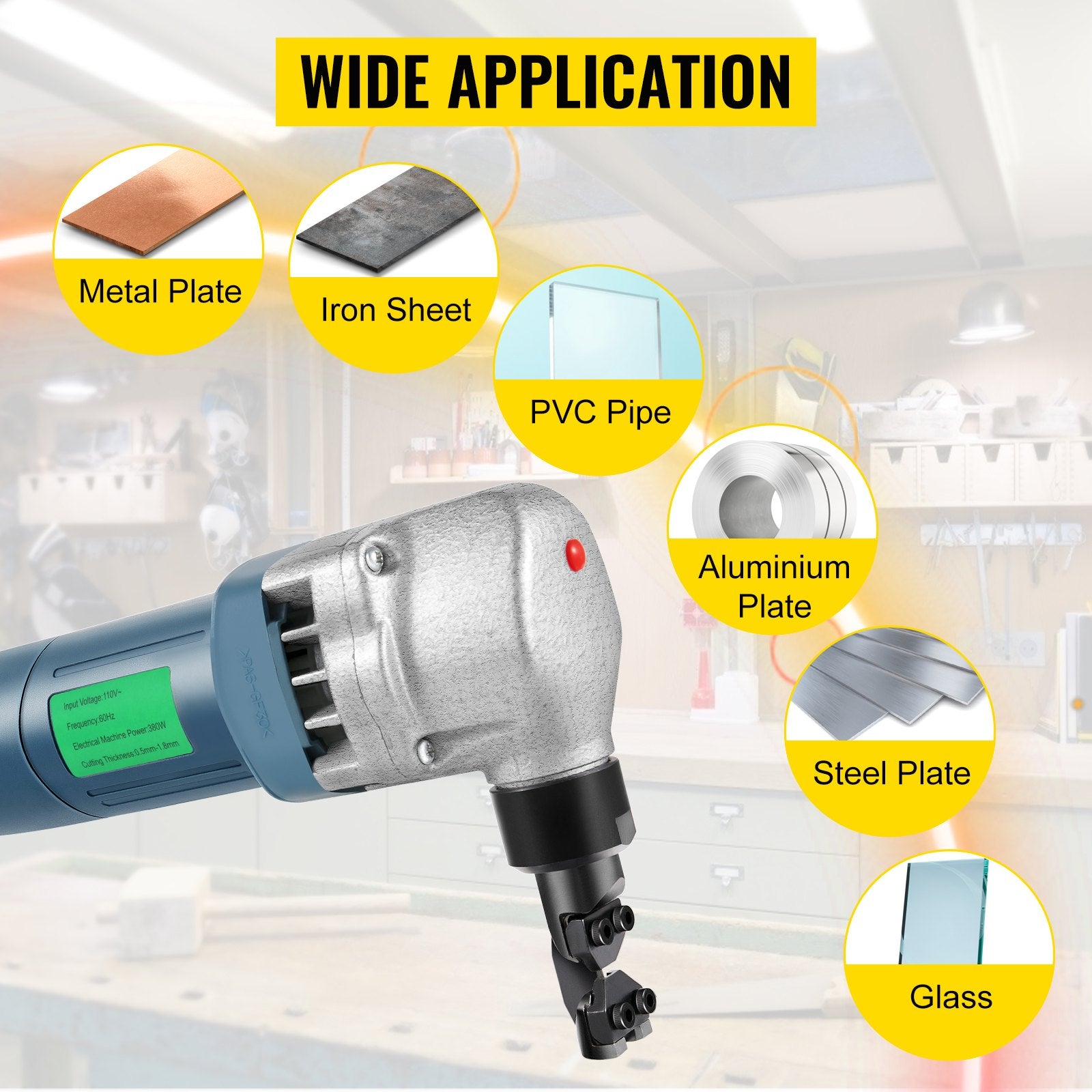 Electric Nibbler 1.8mm Heavy Duty Metal Sheet Cutter Stainless Steel 380W V952-DCJA1.8MM220VHMS1V3