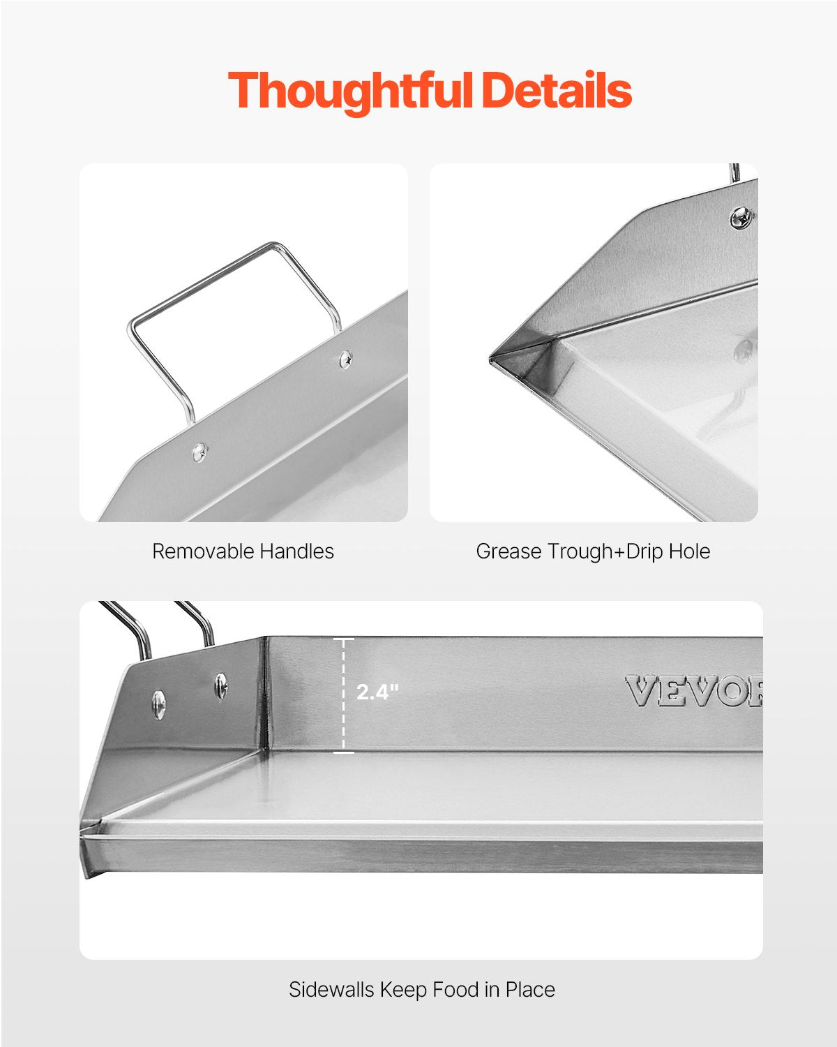 Stainless Steel Griddle, 18x16 inch Universal Flat Top Rectangular Plate, Gas Grill Griddle for BBQ Grill, V952-DCJPBXG1816I6OP2EV0
