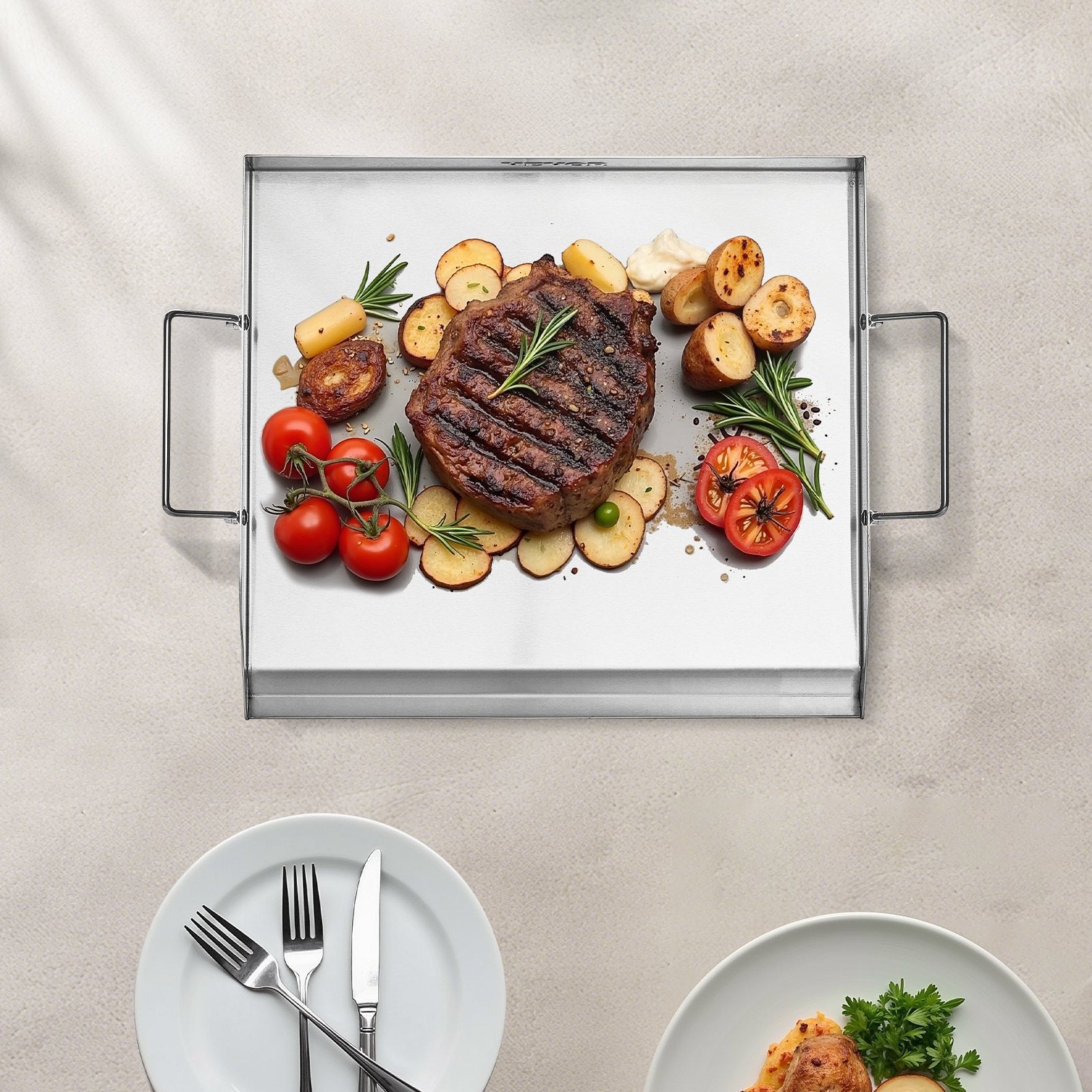Stainless Steel Griddle, 18x16 inch Universal Flat Top Rectangular Plate, Gas Grill Griddle for BBQ Grill, V952-DCJPBXG1816I6OP2EV0