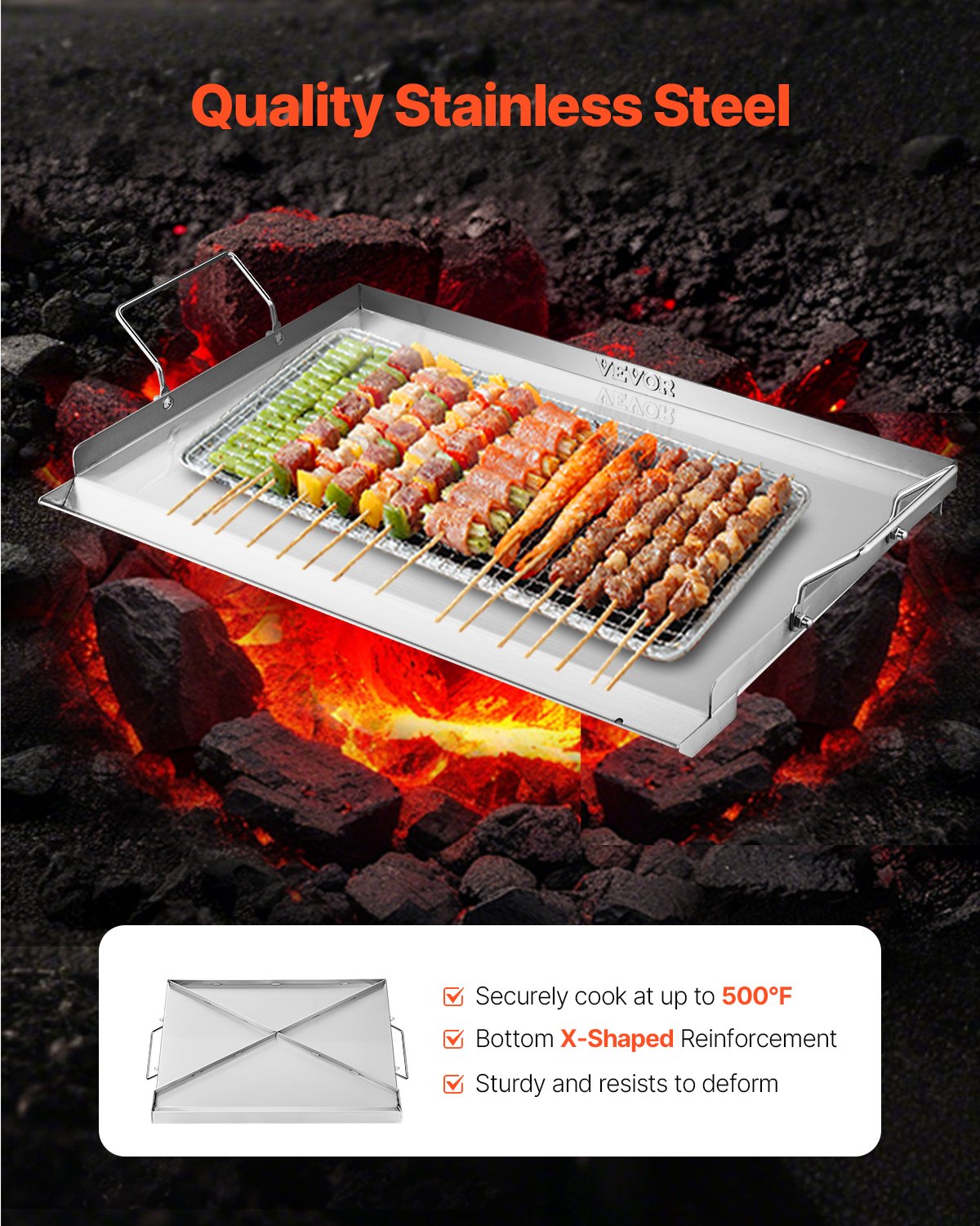 Stainless Steel Griddle, 23x16 inch Universal Flat Top Rectangular Plate, Gas Grill Griddle for BBQ Grill, V952-DCJPBXG2316IQ5MBZV0