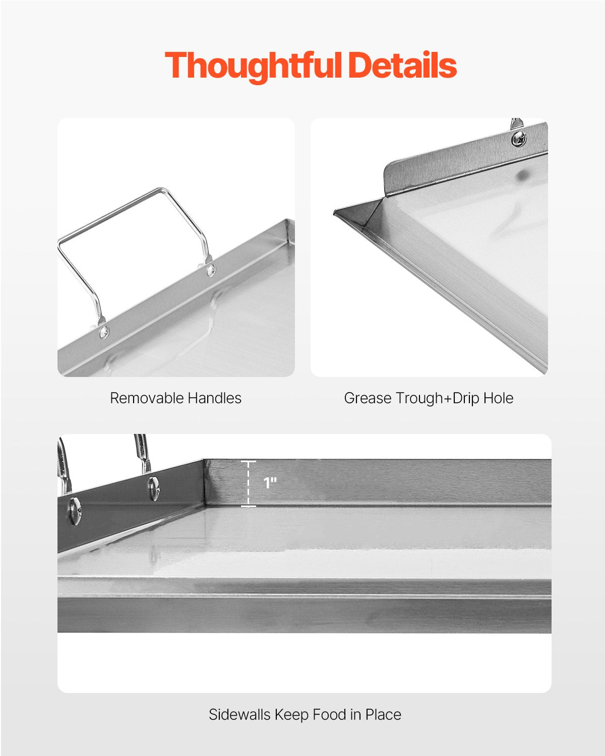 Stainless Steel Griddle, 23x16 inch Universal Flat Top Rectangular Plate, Gas Grill Griddle for BBQ Grill, V952-DCJPBXG2316IQ5MBZV0