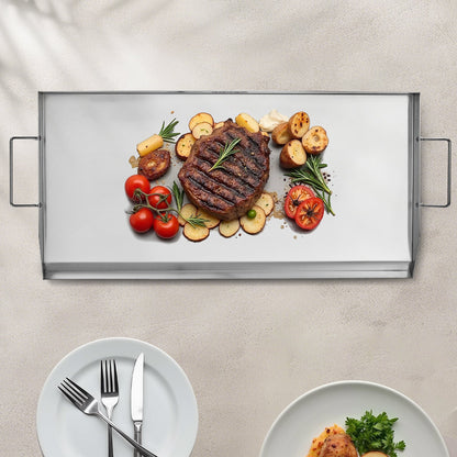 Stainless Steel Griddle, 32x16 inch Universal Flat Top Rectangular Plate, Gas Grill Griddle for BBQ Grill, V952-DCJPBXG3217INLUP8V0