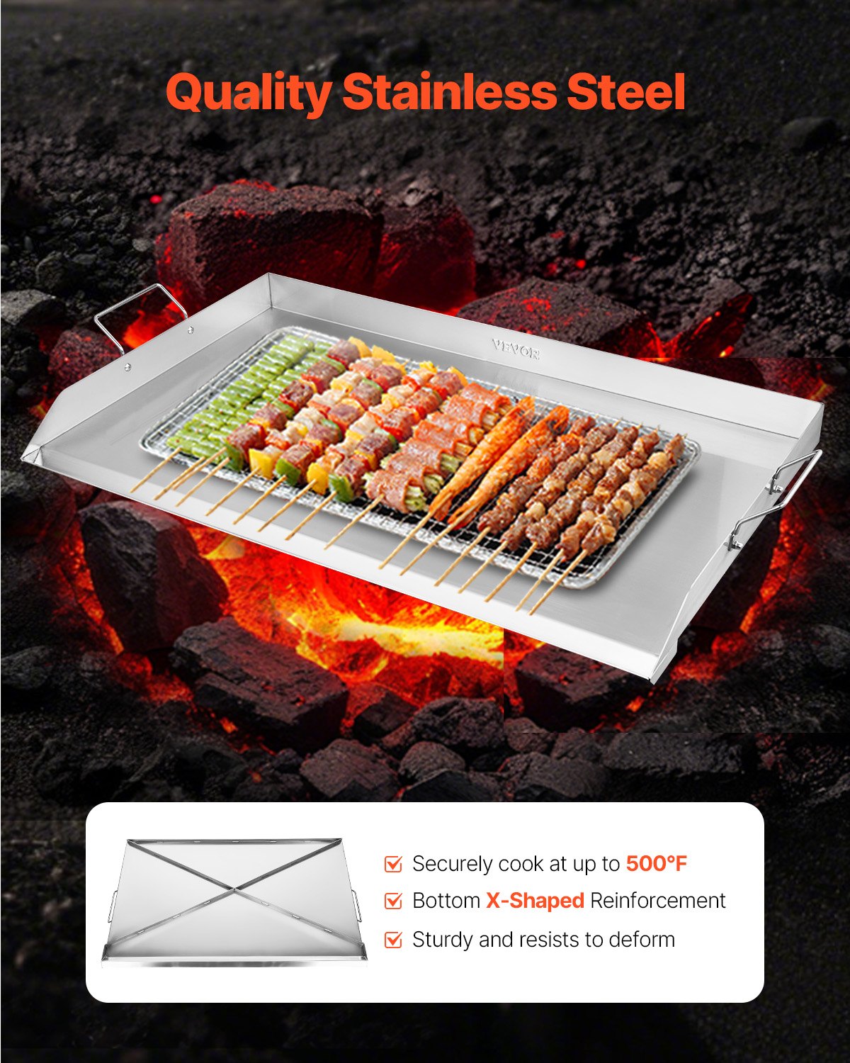 36x22 in Flat Top Griddle Stainless Steel Universal BBQ Grill Pan Cookware V952-DCJPBXG3622I9S4M3V0