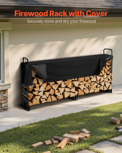 Firewood Rack with Waterproof Cover, 257 x 36 x 117 cm Outdoor Firewood Holder, 660lb Weight Capacity, 1/2 V952-DCJPSYGNJB102MUXJV0