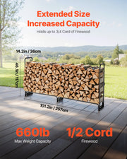 Firewood Rack with Waterproof Cover, 257 x 36 x 117 cm Outdoor Firewood Holder, 660lb Weight Capacity, 1/2 V952-DCJPSYGNJB102MUXJV0