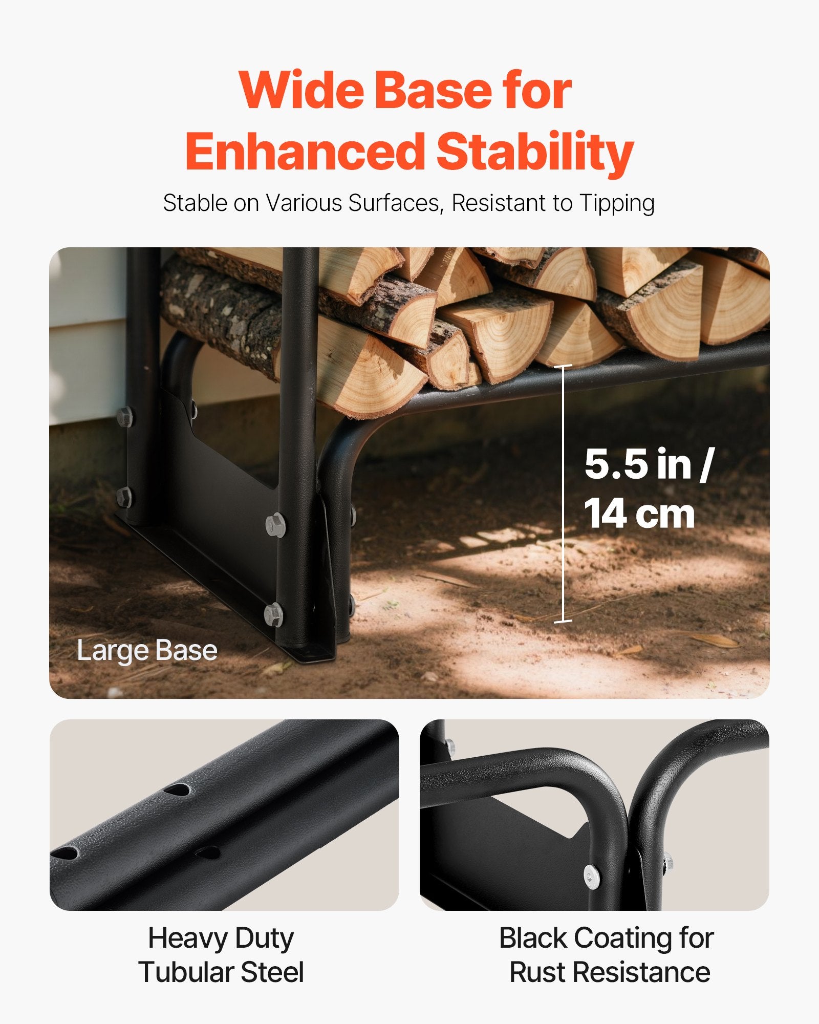 Firewood Rack with Waterproof Cover, 257 x 36 x 117 cm Outdoor Firewood Holder, 660lb Weight Capacity, 1/2 V952-DCJPSYGNJB102MUXJV0