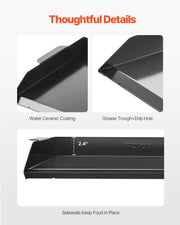 Carbon Steel Griddle, 22x16 inch Universal Flat Top Rectangular Plate, Gas Grill Griddle for BBQ Grill, V952-DCJPTG2016INSC89SV0