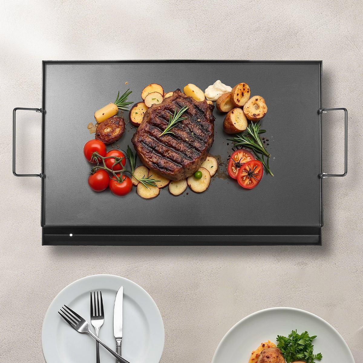Carbon Steel Griddle, 24x16 inch Universal Flat Top Rectangular Plate, Gas Grill Griddle for BBQ Grill, V952-DCJPTG2416IN6RCEUV0