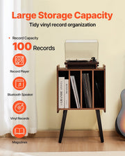 Record Player Stand, 2 Tiers Turntable Stand with 4 Cabinets, Holds up to 100 Albums, Wooden Vinyl Record V952-DCJZJDLK2CMZ4P6V1V0