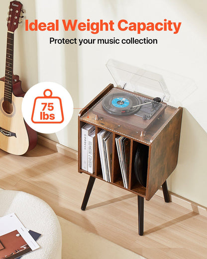 Record Player Stand, 2 Tiers Turntable Stand with 4 Cabinets, Holds up to 100 Albums, Wooden Vinyl Record V952-DCJZJDLK2CMZ4P6V1V0
