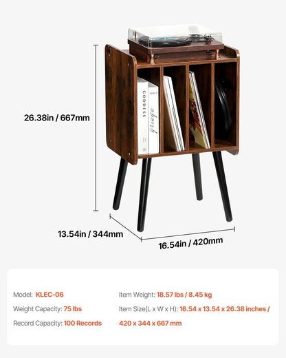 Record Player Stand, 2 Tiers Turntable Stand with 4 Cabinets, Holds up to 100 Albums, Wooden Vinyl Record V952-DCJZJDLK2CMZ4P6V1V0