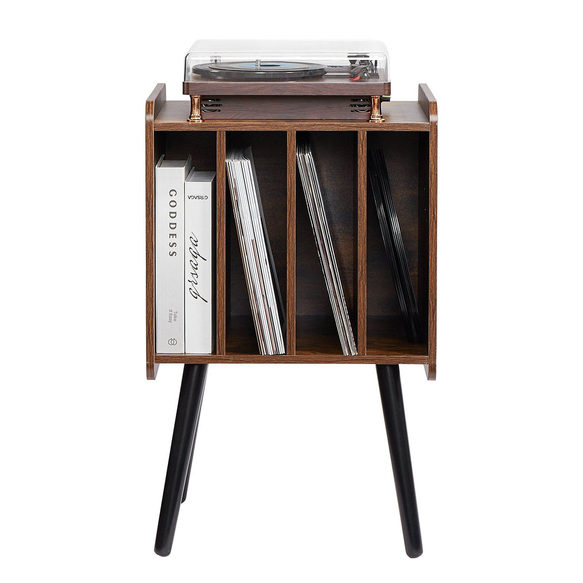 Record Player Stand, 2 Tiers Turntable Stand with 4 Cabinets, Holds up to 100 Albums, Wooden Vinyl Record V952-DCJZJDLK2CMZ4P6V1V0