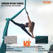 Aerial Silk & Yoga Swing, 10 m Length, Aerial Yoga Hammock Kit with 100gsm Nylon Fabric, Full Rigging V952-DCK10X28MMLCZSF51V0