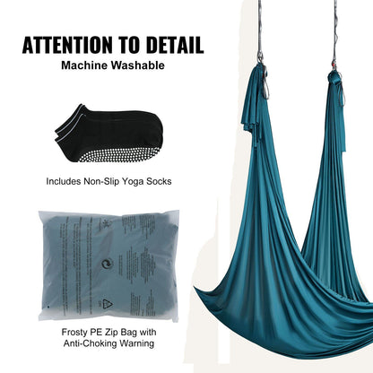 Aerial Silk & Yoga Swing, 10 m Length, Aerial Yoga Hammock Kit with 100gsm Nylon Fabric, Full Rigging V952-DCK10X28MMLCZSF51V0