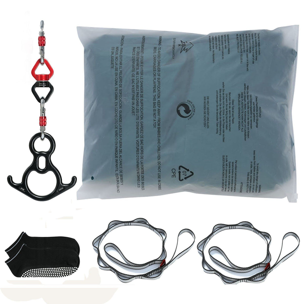 Aerial Silk & Yoga Swing, 10 m Length, Aerial Yoga Hammock Kit with 100gsm Nylon Fabric, Full Rigging V952-DCK10X28MMLCZSF51V0