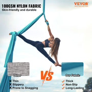 Aerial Silk & Yoga Swing, 10 m Length, Aerial Yoga Hammock Kit with 100gsm Nylon Fabric, Full Rigging V952-DCK10X28MQLSMTBOTV0